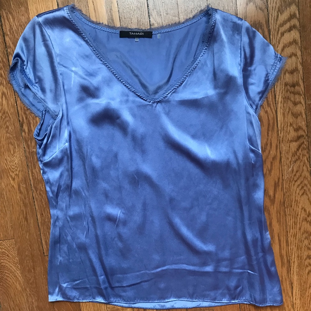 Tahari Periwinkle Silk Top